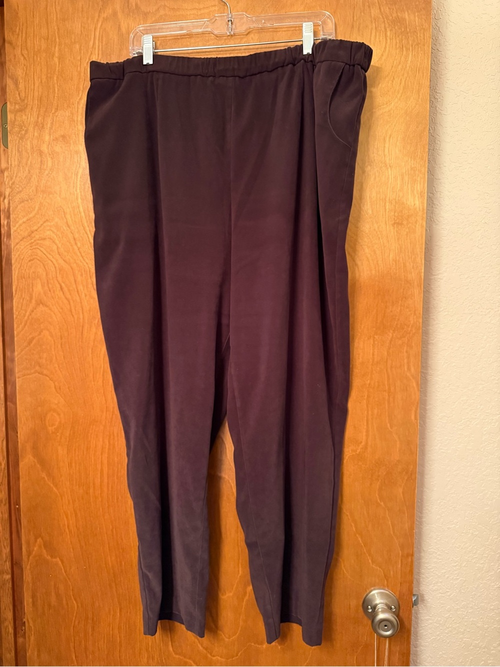 dressbarn Plum Elastic-Waist Relaxed Trousers
